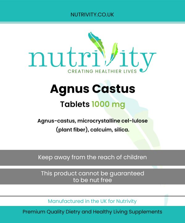 Agnus Castus 1000mg Vegan Tablets PMS Premenstrual Syndrome Cramps Hormonal Balance
