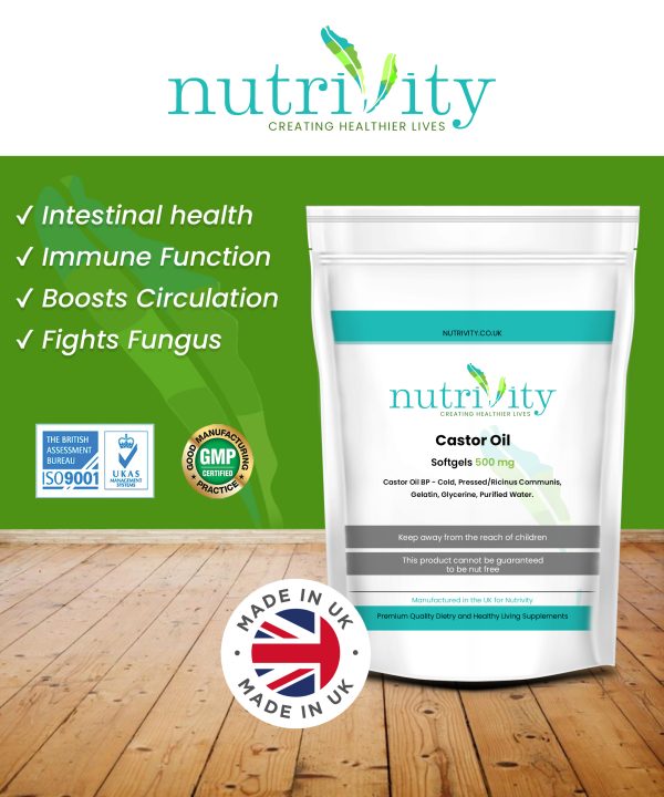 Castor Oil 500mg Soft Gels Constipation Laxative Skin Hair