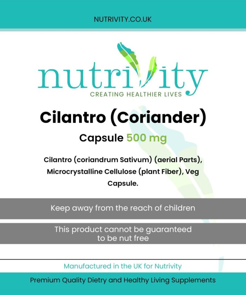 Cilantro/Coriander 500mg Veg Capsules - Image 4