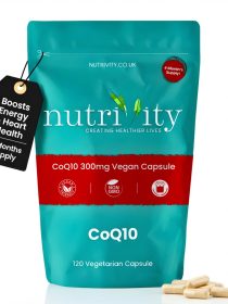 CoQ10 300mg Vegan Capsules – Naturally Fermented Ubiquinone Nutrivity UK