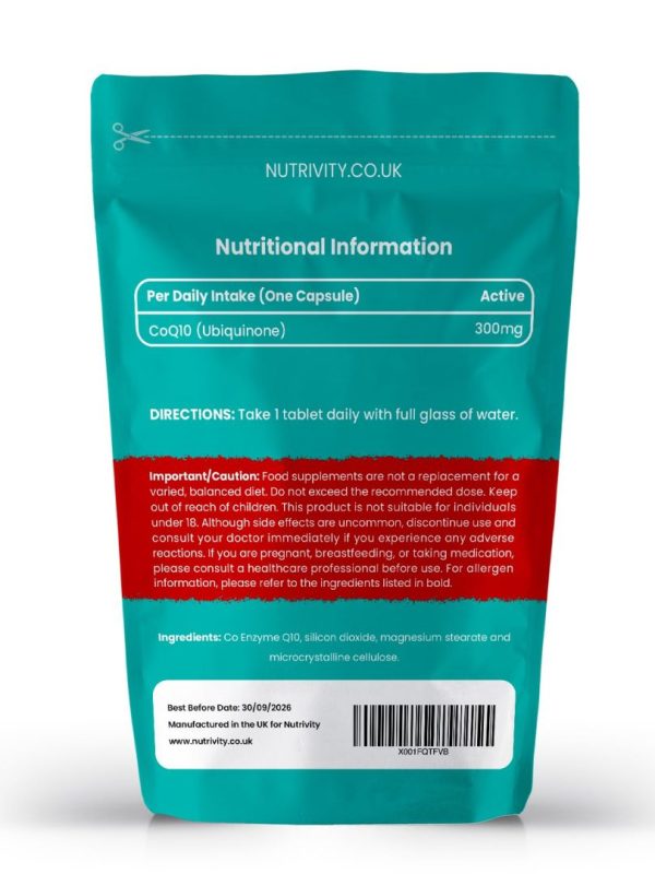 CoQ10 300mg Vegan Capsules – Naturally Fermented Ubiquinone Nutrivity UK