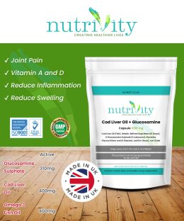 Cod Liver oil & Glucosamine 1000mg Soft Gels Joint Health Joint Care Immune System Bones Muscle Function