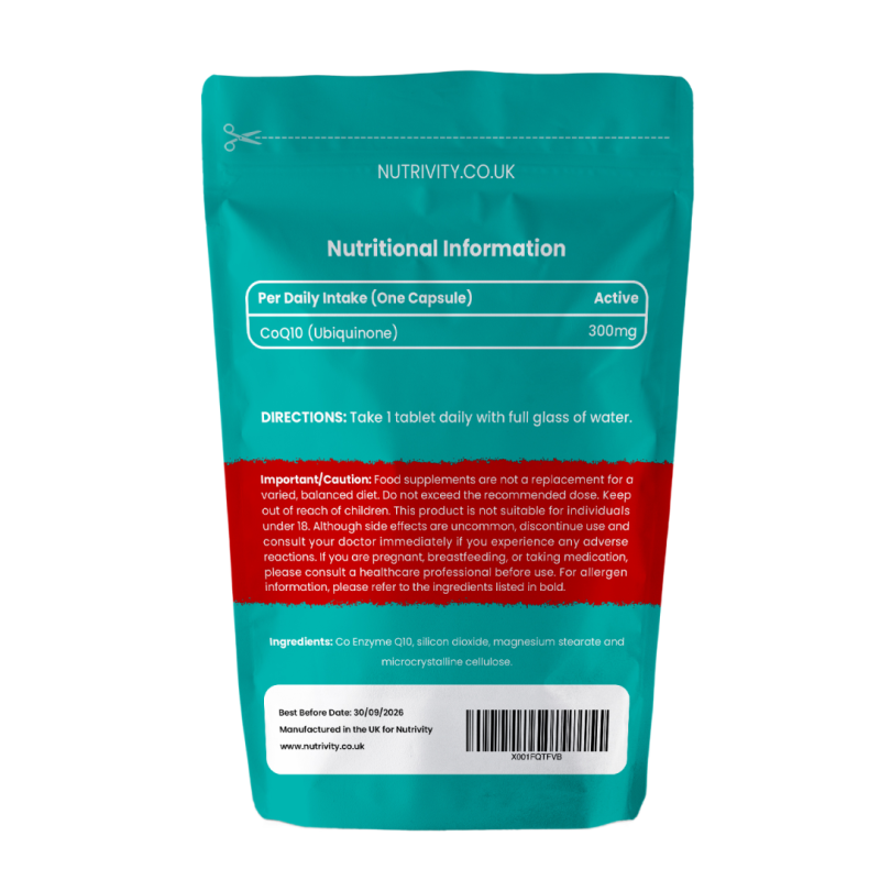 Coq10 300mg Vegan Halal Capsule back