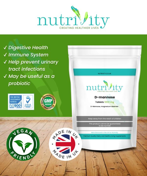 D-Mannose 1000mg Vegan Tablets UTI Urinary Tract Infection Cystitis