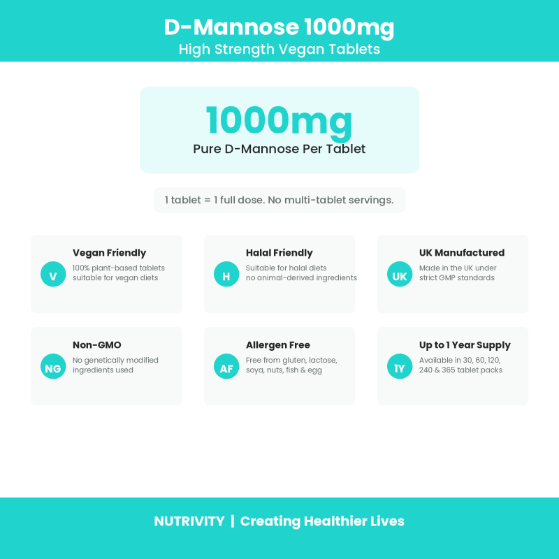 D-mannose 1000mg vegan tablets high strength