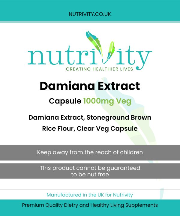 Damiana Extract 1000mg Veg Capsule - Nutrivity