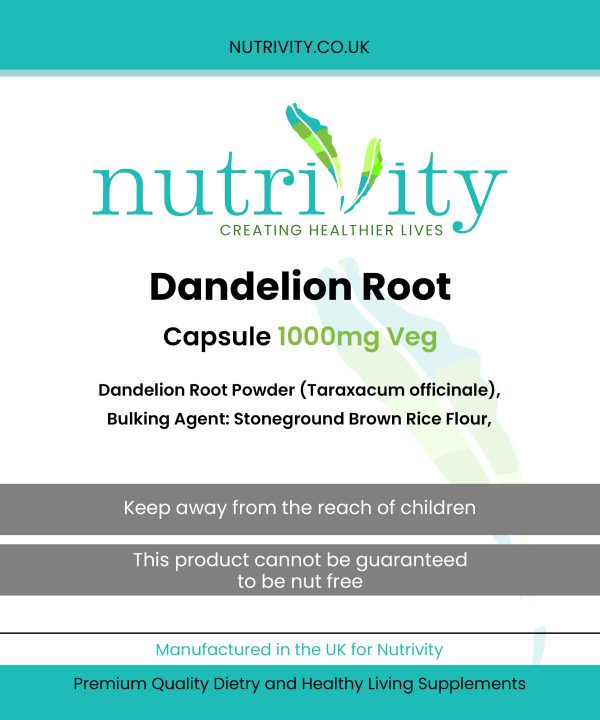 Dandelion Root 1000mg Veg Capsules Digestive Health Detoxification Antioxidants