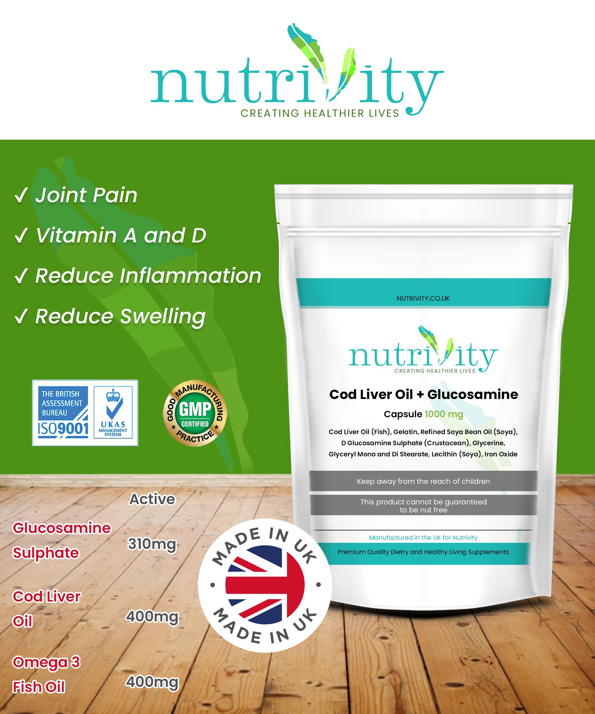 Cod Liver oil & Glucosamine 1000mg Soft Gels Creating Healthier Lives