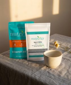 Nutrivity supplements that support sleep — Vitamin D3 K2 and Agnus Castus