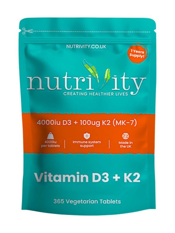 Vitamin D3 4000 IU + Vitamin K2 MK7 100µg 12 Months Supply