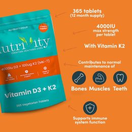 Vitamin D3 4000 IU & Vitamin K2 MK7 100µg | 1-Year Supply of 365 tablets - Image 6