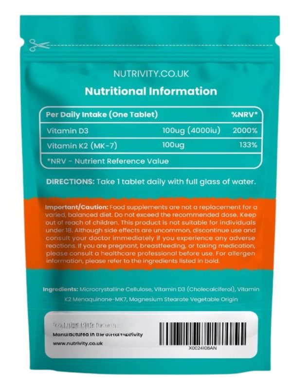 Vitamin D3 K2 Vegan Tablets