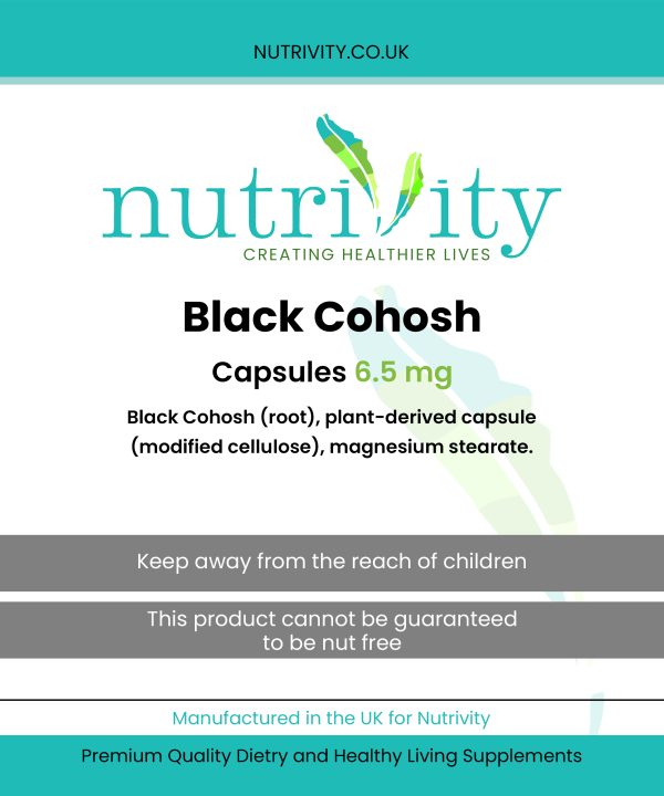 Black Cohosh Root 6.5mg Capsules – Natural Menopause Relief by Nutrivity
