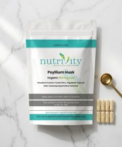 Nutrivity Psyllium Husk 500mg capsules dosage guide UK vegan halal