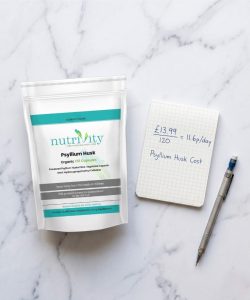 Nutrivity Psyllium Husk 120 capsules best value daily use UK vegan halal