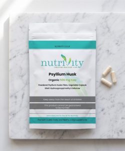 Nutrivity Psyllium Husk 500mg vegan capsules UK made GMP