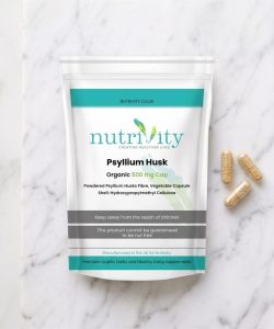 Nutrivity Psyllium Husk 500mg pure capsules vegan halal friendly UK GMP